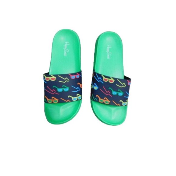 Happy Socks Size 42/43 (11-12) Slide Style Sunglasses Sandals Water Shoes NEW - Picture 2 of 3